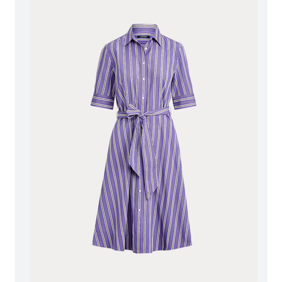 Ralph Lauren Womens Shirt Dress 18W 18 Purple Striped Classic Preppy Old Money - Picture 1 of 13